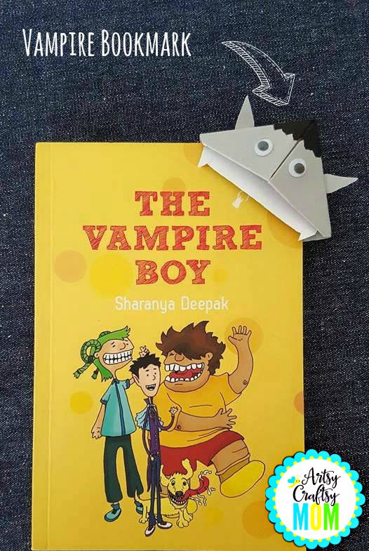 purple origami vampire monster corner bookmark