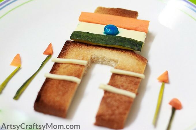 Tricolor India Gate Food Art - Republic Day Special 8 Make this fun Tricolor India Gate food art with your kids to celebrate republic day. Easy no cook, no bake instant snack for kids to make and eat.