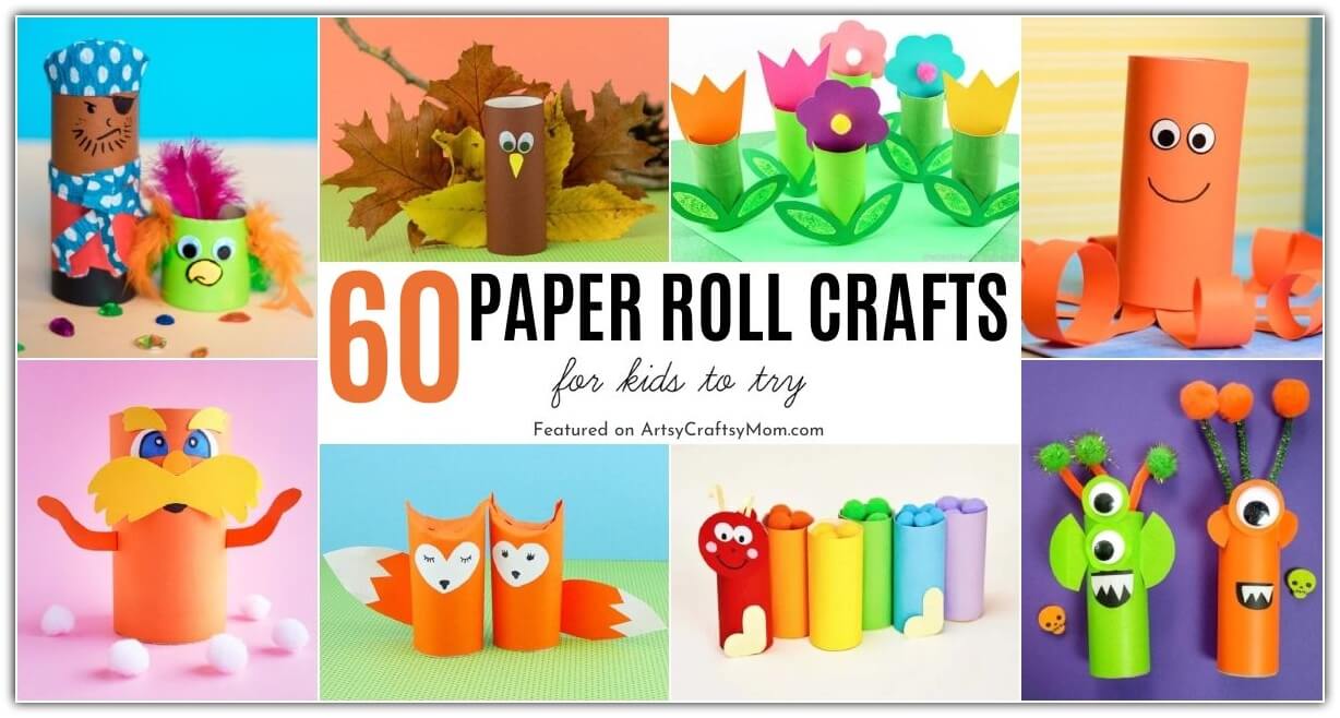 Save up all those empty toilet paper rolls, because we've got a list of 60 super cute paper roll crafts for you and your kids to make and play with!
