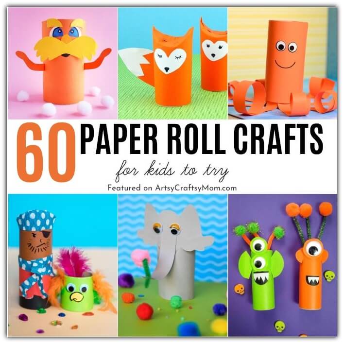 Save up all those empty toilet paper rolls, because we've got a list of 60 super cute paper roll crafts for you and your kids to make and play with!