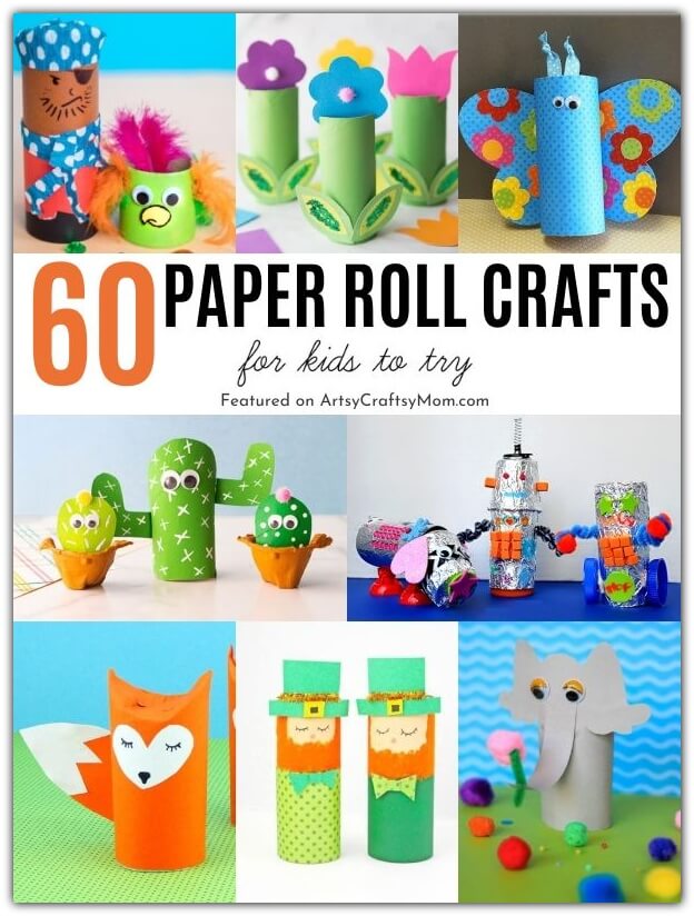 Save up all those empty toilet paper rolls, because we've got a list of 60 super cute paper roll crafts for you and your kids to make and play with!