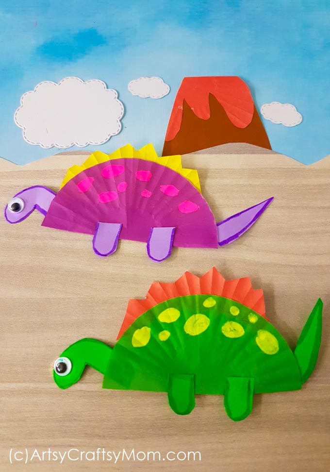 cupcake-liner dinosaur craft for preschoolers