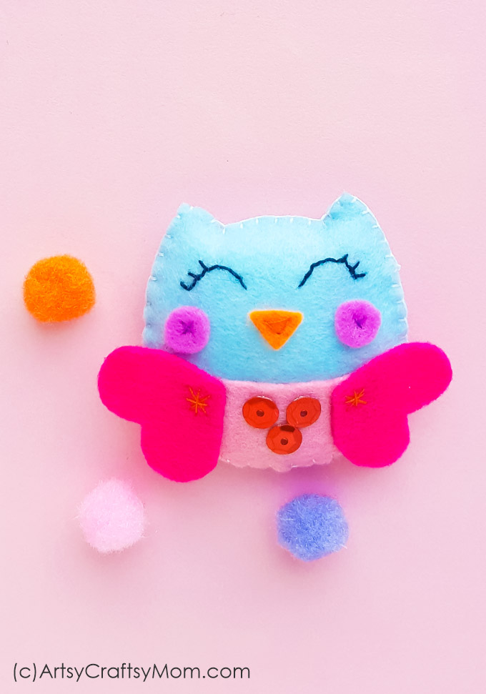 handmade felt Valentine owl craft for kids