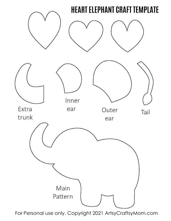 Heart Elephant Craft For Kids