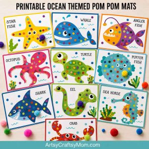 Printable Ocean Pom Pom Mats