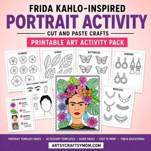 Frida Kahlo Portrait Art Activity | Color, Cut and Paste Craft