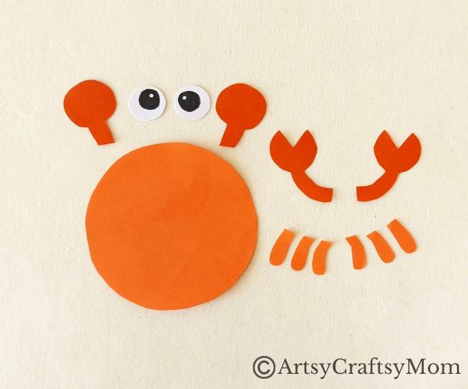 Here's a cute little crab papercraft for kids to try when they need something to stay busy! All you need is colored craft paper and basic supplies!