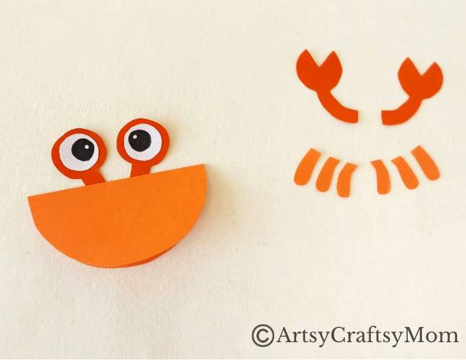 Here's a cute little crab papercraft for kids to try when they need something to stay busy! All you need is colored craft paper and basic supplies!
