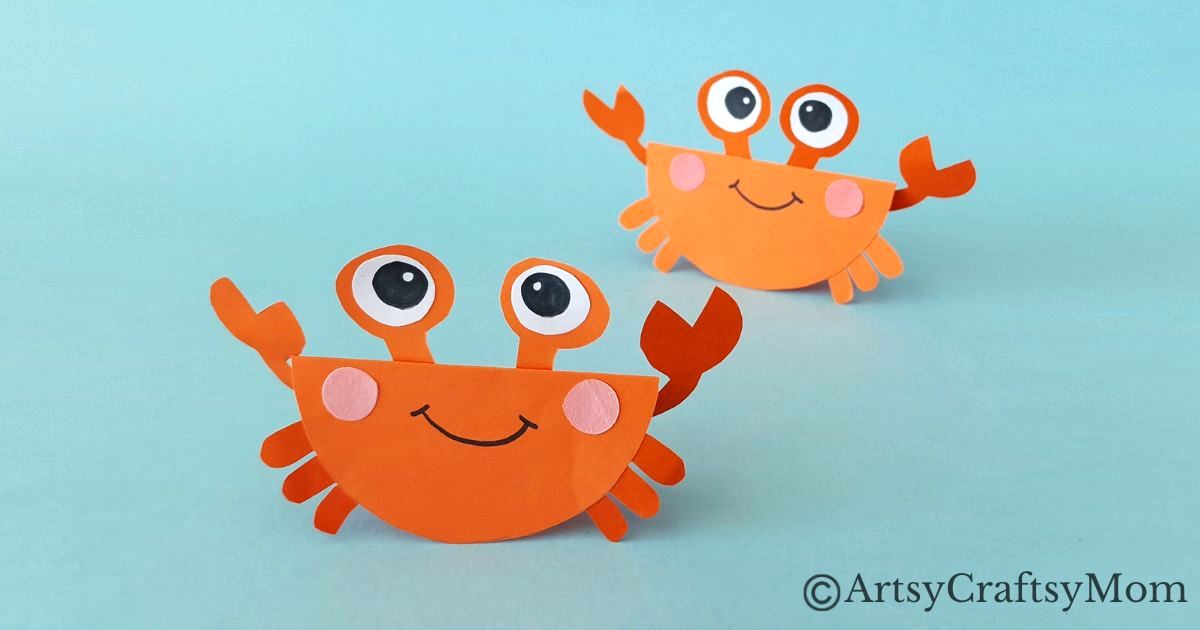 Here's a cute little crab papercraft for kids to try when they need something to stay busy! All you need is colored craft paper and basic supplies!