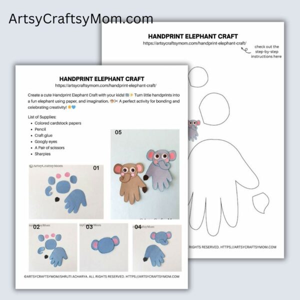 Easy and Fun Handprint Elephant Craft for Kids — free download