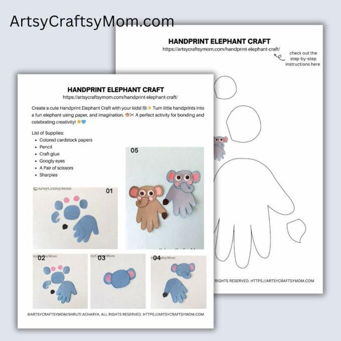 Handprint Elephant craft Template
