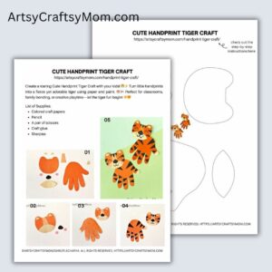 Handprint Tiger Craft Template