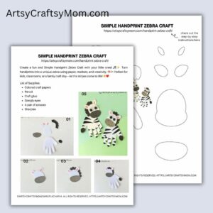 Handprint Zebra Craft Template