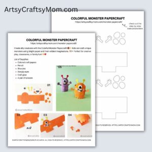 Monster Hug Bookmark Craft Template