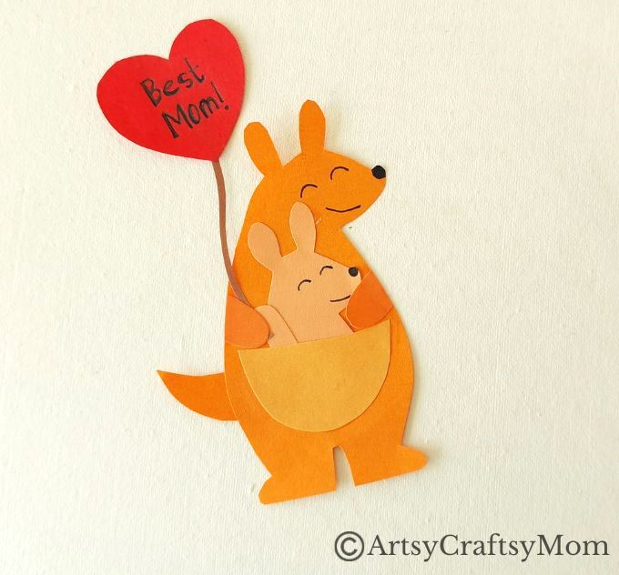Here's an absolutely adorable Mothers Day Kangaroo Craft for Kids that features a Mommy Kangaroo and a Baby Kangaroo in her pouch!