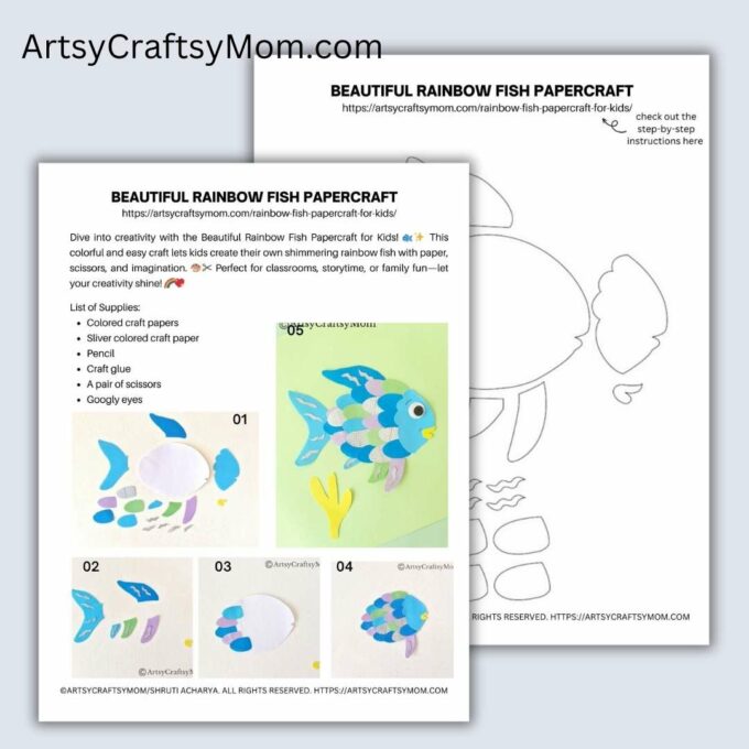 Rainbow Fish Papercraft Template