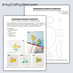 Submarine Bookmark Papercraft Template