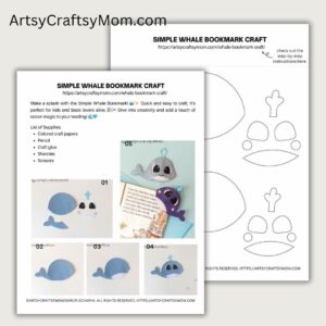 Whale Bookmark Craft Template