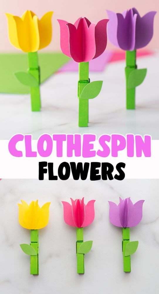 Celebrate National Tulip Day and spring blooms with these colorful tulip crafts for kids! Make tulips out of paper, cotton pads, even clothespins!