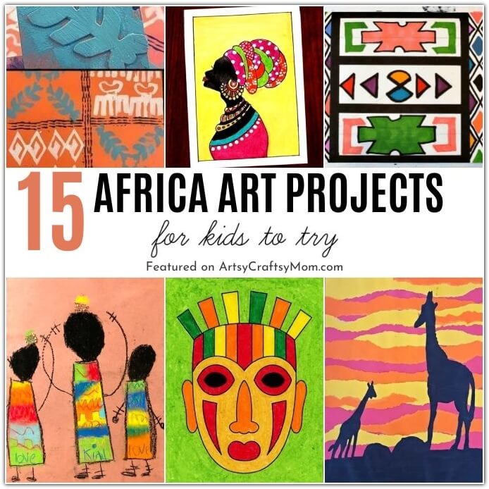 We're celebrating Africa Day on May 25th with these gorgeous Africa Art Projects for Kids! Learn about Kente, Andinkra, Kanga and more!