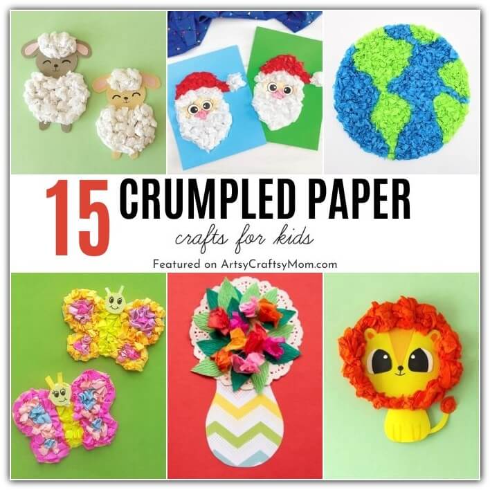 15 Creative Crumpled Paper Crafts for Kids 17 These crumpled paper crafts give little fingers some good exercise for their fine motor muscles, while also boosting their focus and concentration!