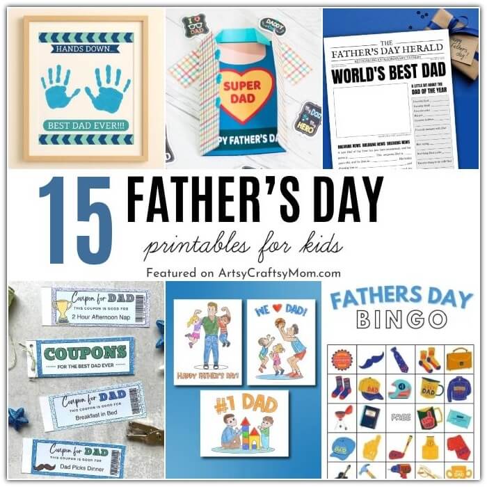 Here are some creative Fathers Day Printables for kids to have fun with! Some of these are solo projects, while some involve the whole family!