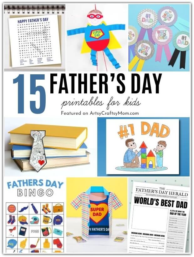 Here are some creative Fathers Day Printables for kids to have fun with! Some of these are solo projects, while some involve the whole family!