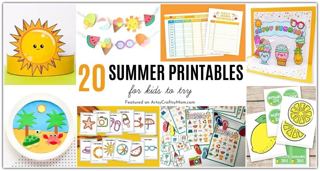 Enjoy your vacation with these fun summer printables for kids! Includes coloring pages, playdough mats, bookmarks, stickers and more!