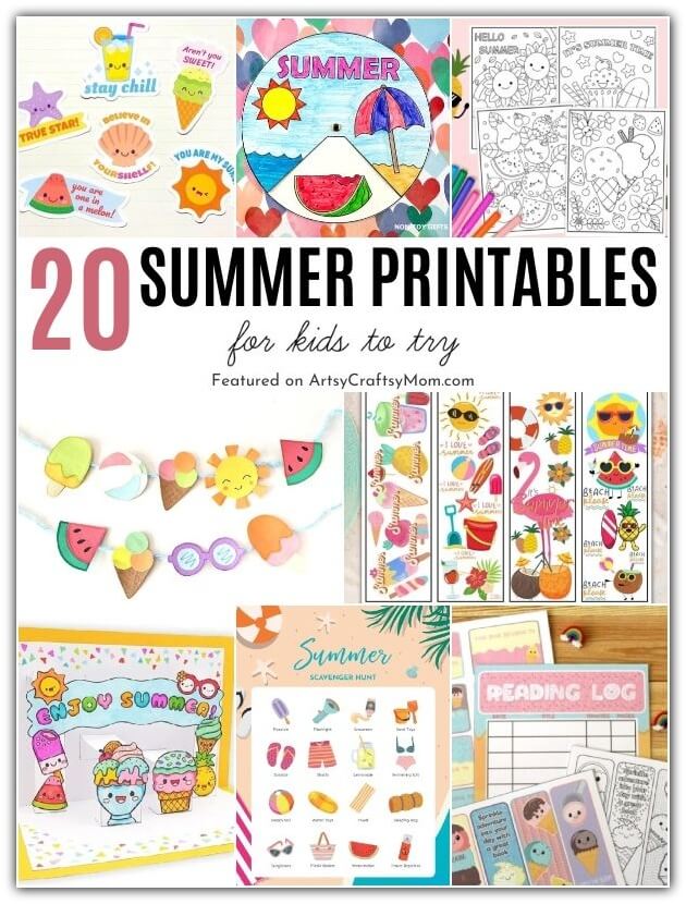Enjoy your vacation with these fun summer printables for kids! Includes coloring pages, playdough mats, bookmarks, stickers and more!