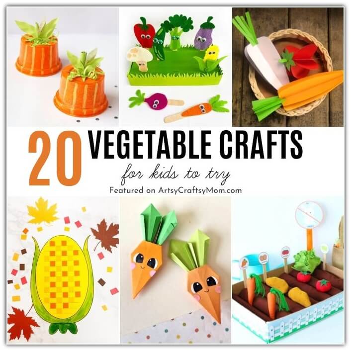 Here are some fun vegetable crafts for kids to try on Eat All Your Veggies Day, or any other day of the year - encourage them to eat more veggies!