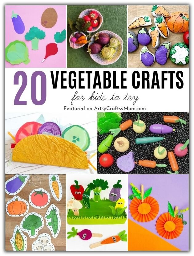 Here are some fun vegetable crafts for kids to try on Eat All Your Veggies Day, or any other day of the year - encourage them to eat more veggies!