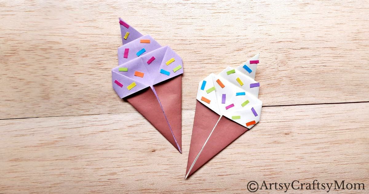 Easy Origami Ice Cream Cone Craft for Kids 9 Beat the heat with a refreshing ice cream - and an Origami ice cream cone craft! Easy to make even for Origami beginners and young kids!