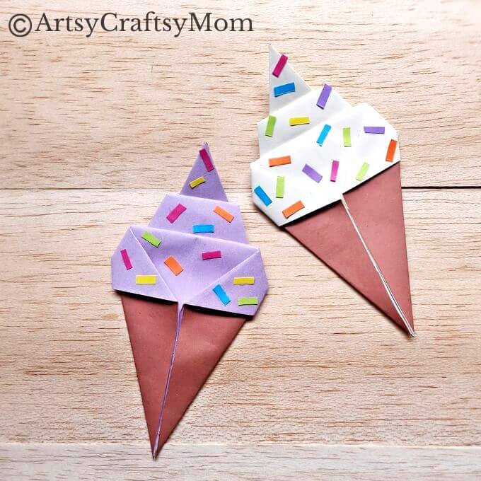 Easy Origami Ice Cream Cone Craft for Kids 7 Beat the heat with a refreshing ice cream - and an Origami ice cream cone craft! Easy to make even for Origami beginners and young kids!