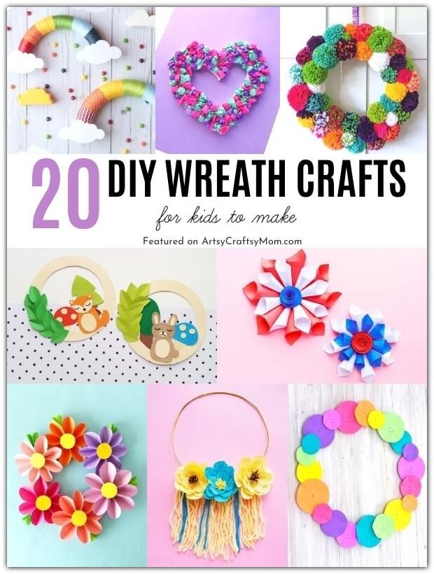 These DIY Wreath Crafts are a fun and easy way for kids to give their rooms a quick makeover! Change it up for every season and every holiday!