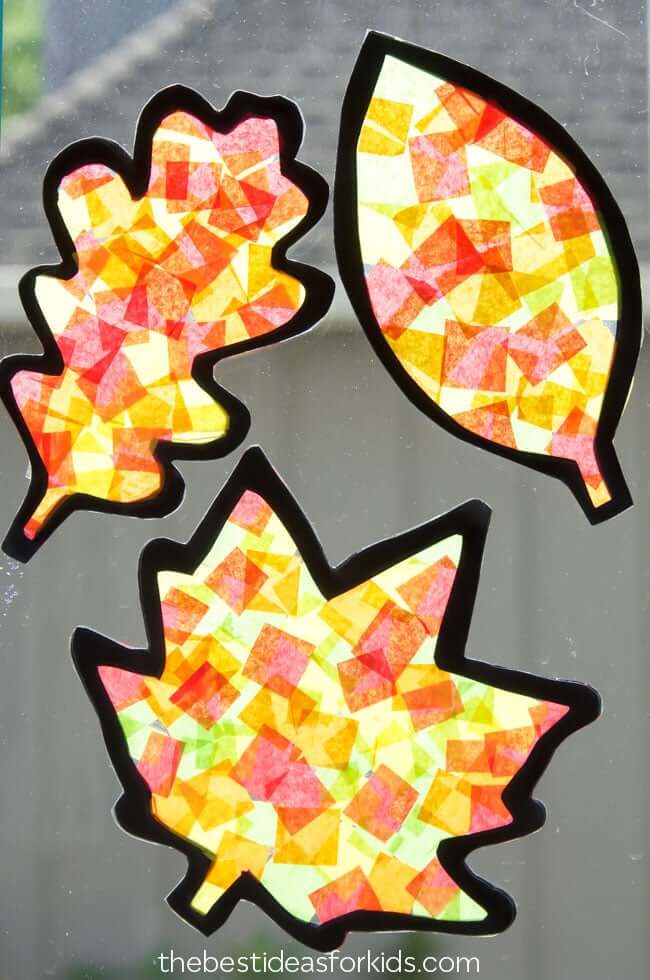 20 Fantastic Fall Leaf Crafts for Kids 8 Celebrate the start of Autumn with these pretty Fall leaf crafts for kids! Get drenched in the colors of Fall - yellows, oranges, browns and reds!