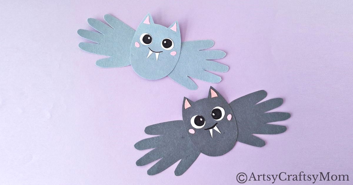 Easy Handprint Bat Paper Craft for Halloween 11 Here's a fun and easy Handprint Bat Paper Craft for kids to make this Halloween! With basic craft supplies and a pair of hands, you're all set!
