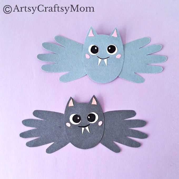 Easy Handprint Bat Paper Craft for Halloween 9 Here's a fun and easy Handprint Bat Paper Craft for kids to make this Halloween! With basic craft supplies and a pair of hands, you're all set!