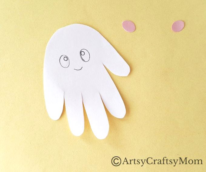 Cute and Easy Handprint Ghost Craft for Kids 7 Say Hello to this cute little guy - a fun handprint ghost craft for kids! Nothing scary about this fellow, and he's quite easy for young kids to make!