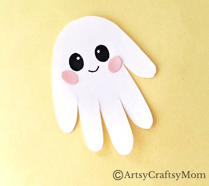 Cute and Easy Handprint Ghost Craft for Kids 8 Say Hello to this cute little guy - a fun handprint ghost craft for kids! Nothing scary about this fellow, and he's quite easy for young kids to make!