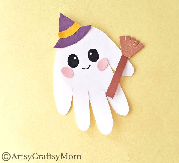 Cute and Easy Handprint Ghost Craft for Kids 9 Say Hello to this cute little guy - a fun handprint ghost craft for kids! Nothing scary about this fellow, and he's quite easy for young kids to make!