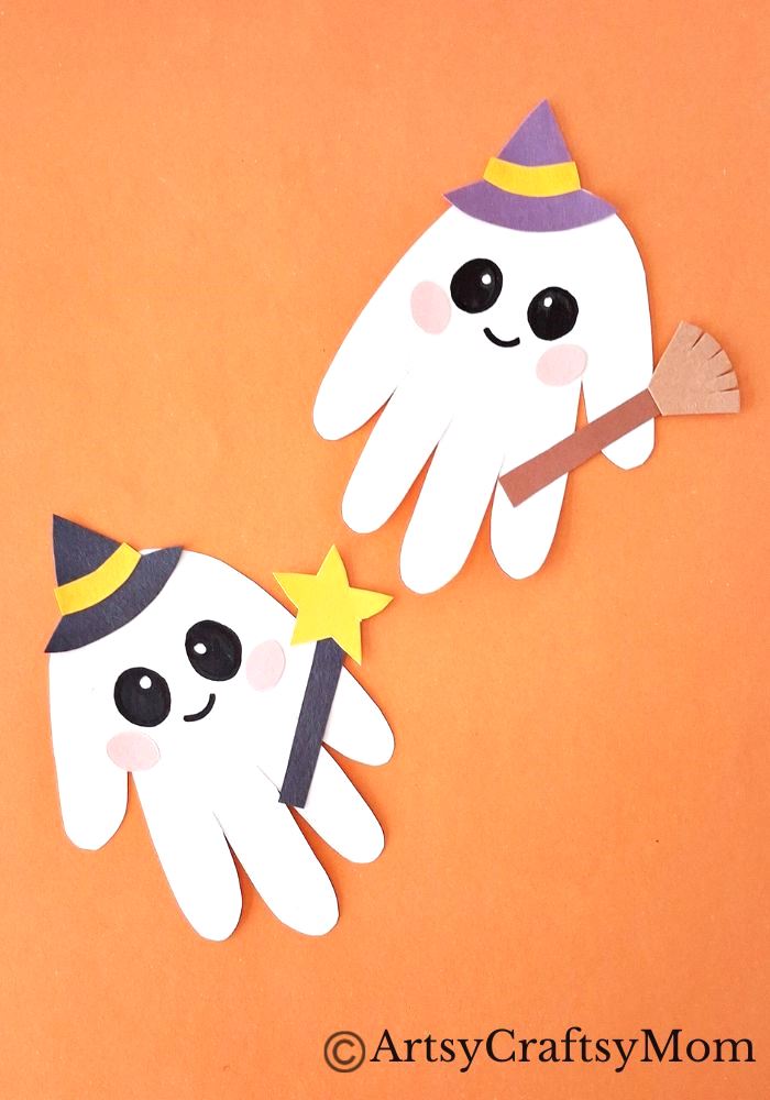 25 Cute and Goofy Ghost Crafts for Kids 3 Say Hello to this cute little guy - a fun handprint ghost craft for kids! Nothing scary about this fellow, and he's quite easy for young kids to make!