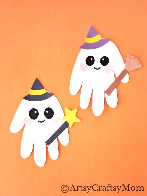 Cute and Easy Handprint Ghost Craft for Kids 11 Say Hello to this cute little guy - a fun handprint ghost craft for kids! Nothing scary about this fellow, and he's quite easy for young kids to make!