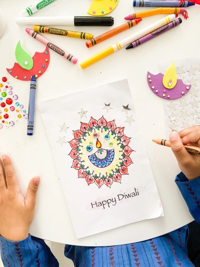 20 Stunning Diwali Card Making Ideas for Kids 16 This is the ultimate list of Diwali card making ideas for kids & adults! Nothing like a handmade card to let your loved ones know how special they are!