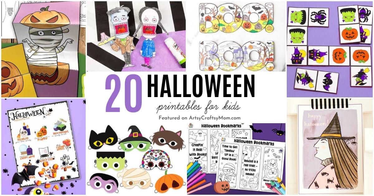 These Halloween printables for kids include pretty much everything - games, activity sheets, coloring pages, cards, puppets and much more!