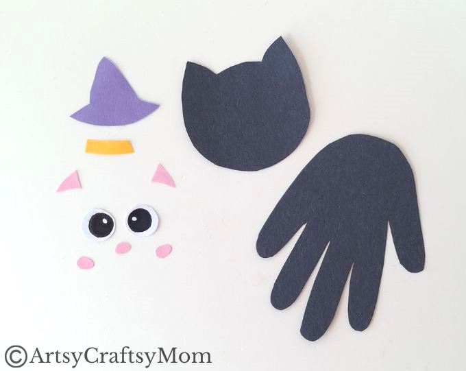 If you're looking for a black cat craft this Halloween, you'll love this cute handprint black cat craft, made entirely out of colored craft paper!