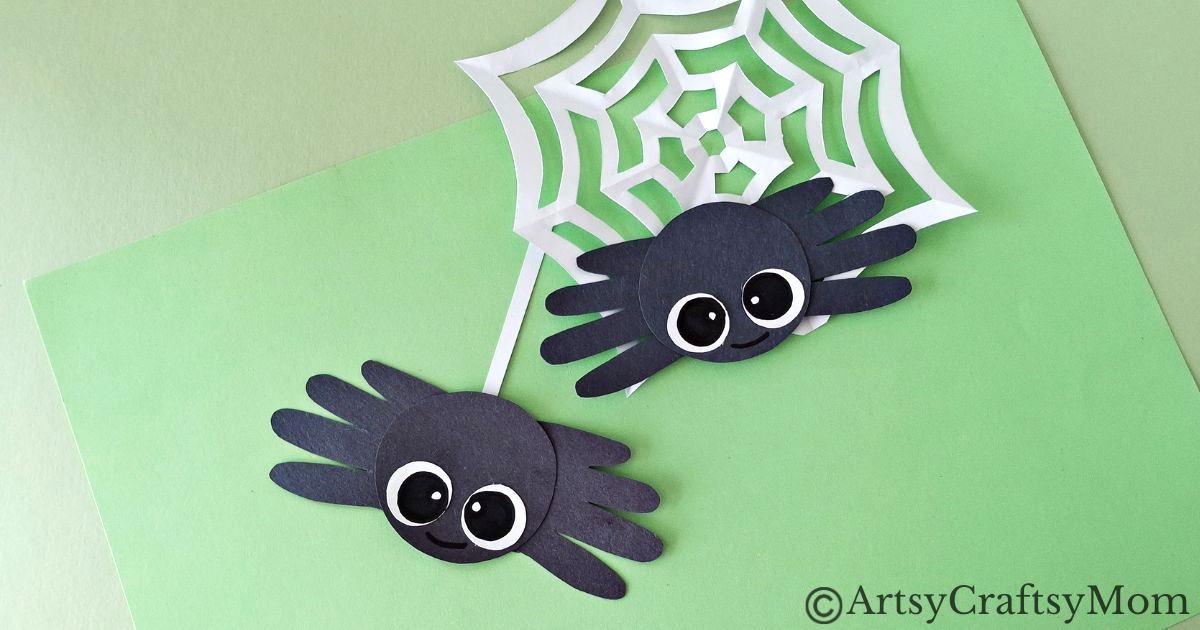 Put your hands together for this fun handprint spider craft for kids! It comes with its own web, and makes for the perfect Halloween project!