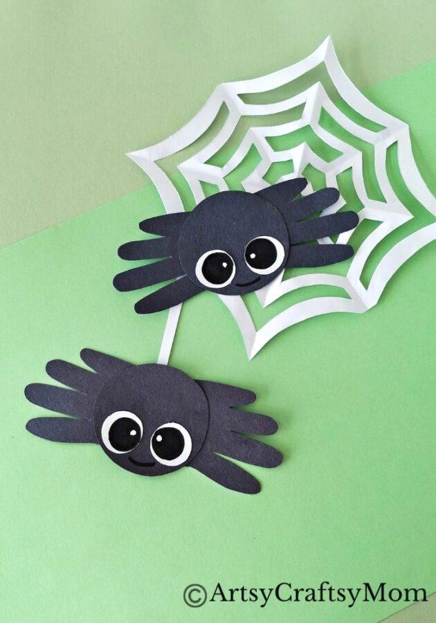 Put your hands together for this fun handprint spider craft for kids! It comes with its own web, and makes for the perfect Halloween project!