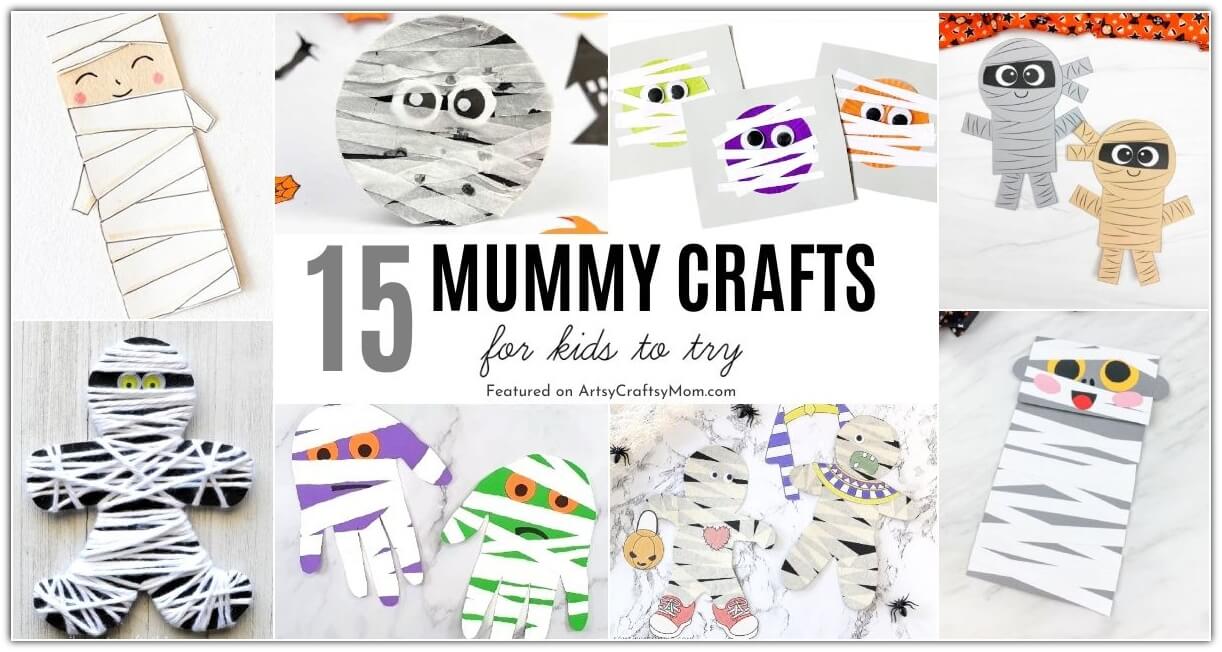 Get ready to unwrap some magical mummy crafts for kids this Halloween! Make mummies with paper, tape, yarn, jars, sticks and more!