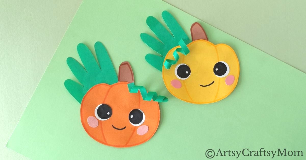 It doesn't get easier than this handprint pumpkin craft! It's the perfect Thanksgiving project for young children, and you don't need too many supplies!