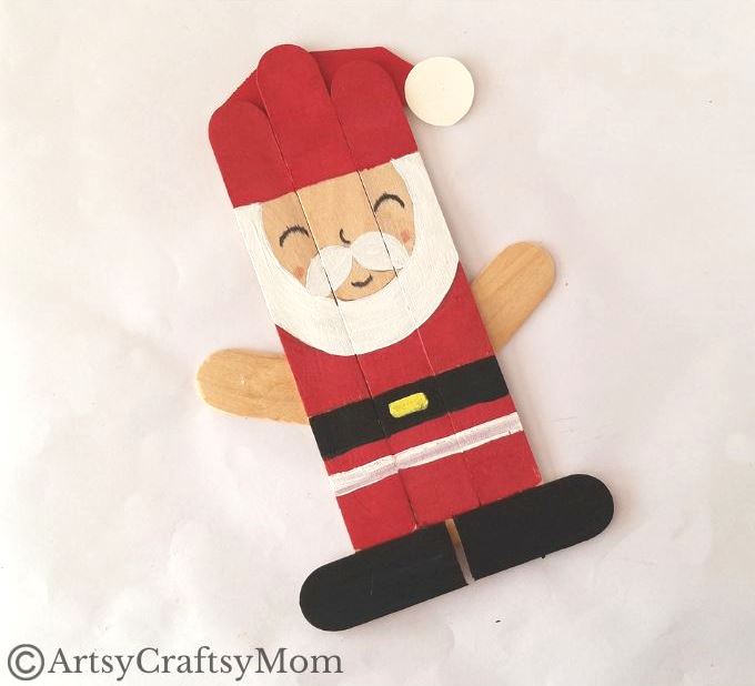 Ho ho ho!!! It's that time of the year, and Santa's here! Have fun making this Popsicle stick Santa craft with craft sticks, paint and glue!